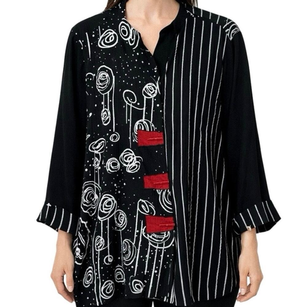 Ali Miles Plus Size 3X RARE Color Abstract Wearable Art to Wear Blouse Shirt Top